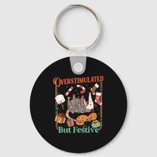 Overstimulated But Festive Funny Ossums Christmas Key Ring