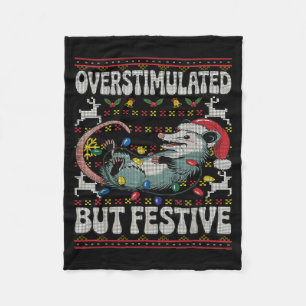 Overstimulated But Festive Ossum Christmas Ugly Sw Fleece Blanket