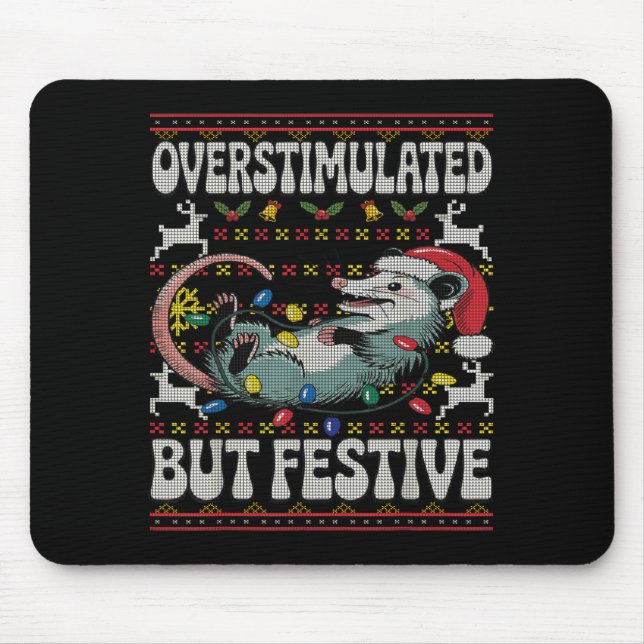 Overstimulated But Festive Ossum Christmas Ugly Sw Mouse Mat (Front)