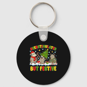 Overstimulated But Festive Ossum Ugly Sweater Chri Key Ring