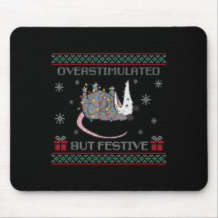 Overstimulated But Festive Ossum Ugly Sweater Chri Mouse Mat