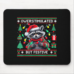 Overstimulated But Festive Raccoon Christmas  Mouse Mat
