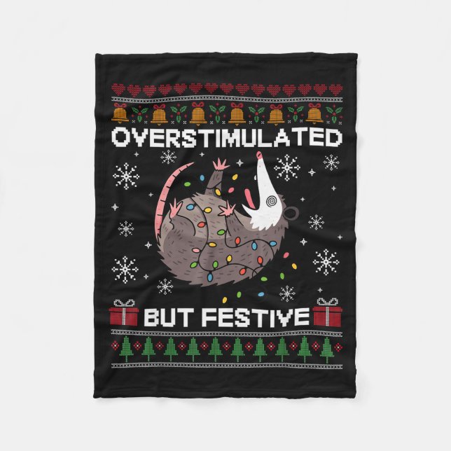 Overstimulated But Festive Ssum Christmas For Men  Fleece Blanket (Front)