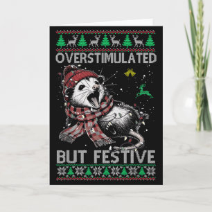 Overstimulated But Festive Ssum Christmas Pajamas Card