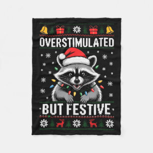 Overstimulated But Festive Ssum Christmas Pajamas  Fleece Blanket