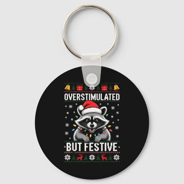 Overstimulated But Festive Ssum Christmas Pajamas  Key Ring (Front)