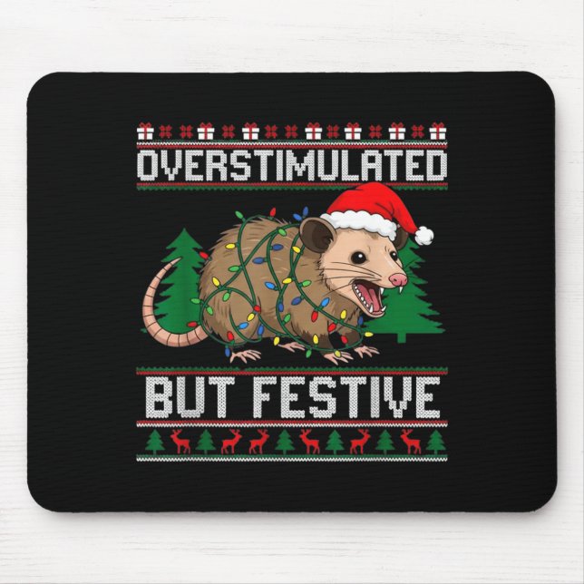 Overstimulated But Festive Ssum Christmas Pajamas  Mouse Mat (Front)