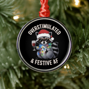 Overstimulated & Festive AF Racoon Espresso Lover Metal Tree Decoration
