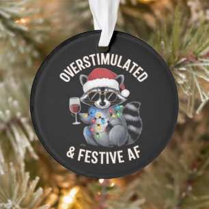 Overstimulated & Festive AF Racoon Espresso Lover Ornament