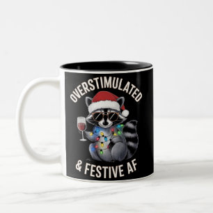 Overstimulated & Festive AF Racoon Espresso Lover Two-Tone Coffee Mug