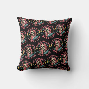 Overstimulated Moms Club Skull Messy Mum Life Cushion