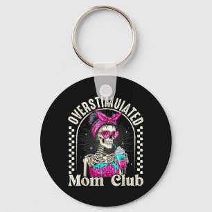Overstimulated Mum Club Skeleton Iced Coffee Retro Key Ring