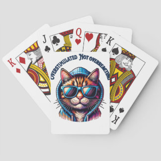 Overstimulated Not Overreacting – Cool Cat Hoodie Playing Cards