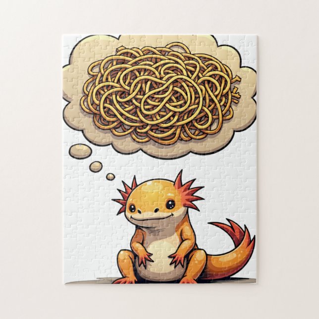 Overthink This Axolotl Introvert Humour Spaghetti  Jigsaw Puzzle (Vertical)