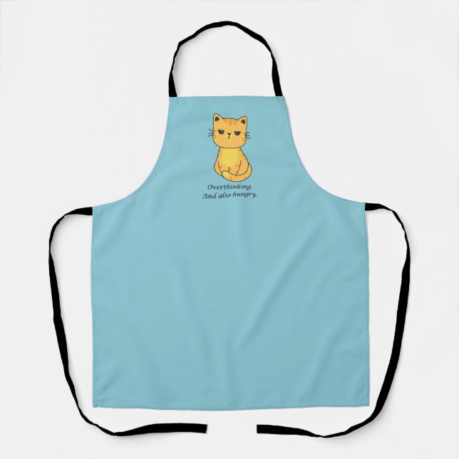 Overthinking And Hungry Orange Cat Apron (Front)