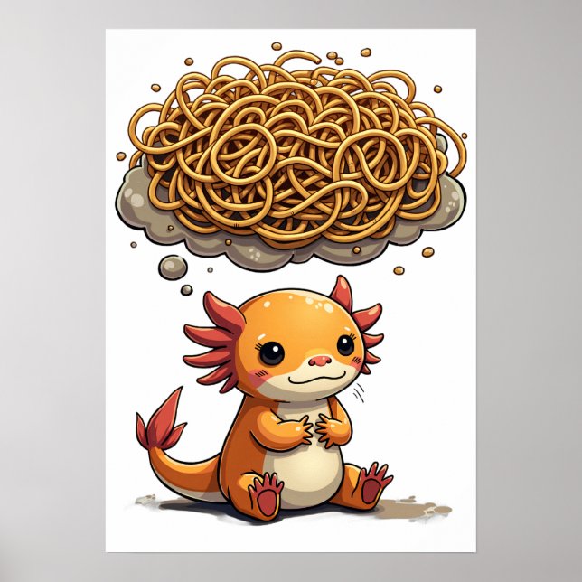 Overthinking Axolotl Introvert Anxiety Funny Art Poster (Front)