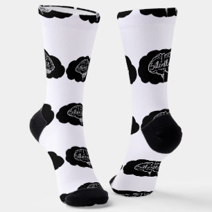 Overthinking Brain Cartoon Mental Health Art Socks
