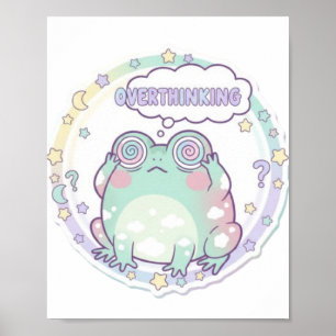 Overthinking Frog Poster Colourful Aesthetic Frog 