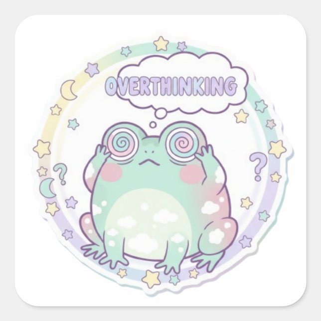 Overthinking Frog Sticker Cute Stressed Frog Meme  (Front)