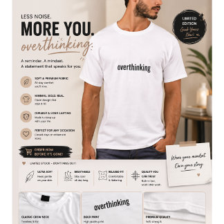 Overthinking Minimalist T-Shirt for Men | Relatabl