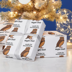 Overthinking Night Owl Funny Wrapping Paper