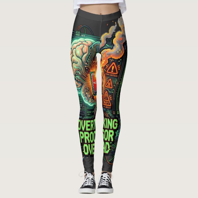 Overthinking Processor Overload Funny Tech Brain D Leggings (Front)