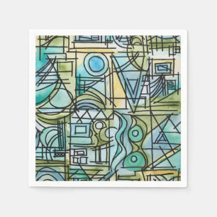 Overture-Hand Painted Modern Geometric Art Napkin
