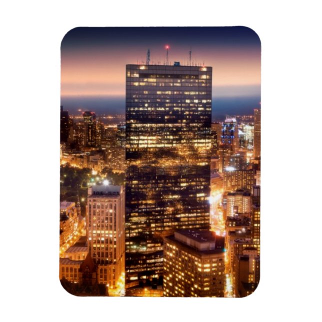 Overview of Boston at night Magnet (Vertical)