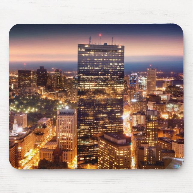Overview of Boston at night Mouse Mat (Front)