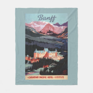 Overview of the Banff Springs Hotel Poster Fleece Blanket