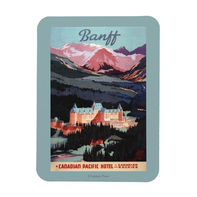 Overview of the Banff Springs Hotel Poster Magnet (Vertical)