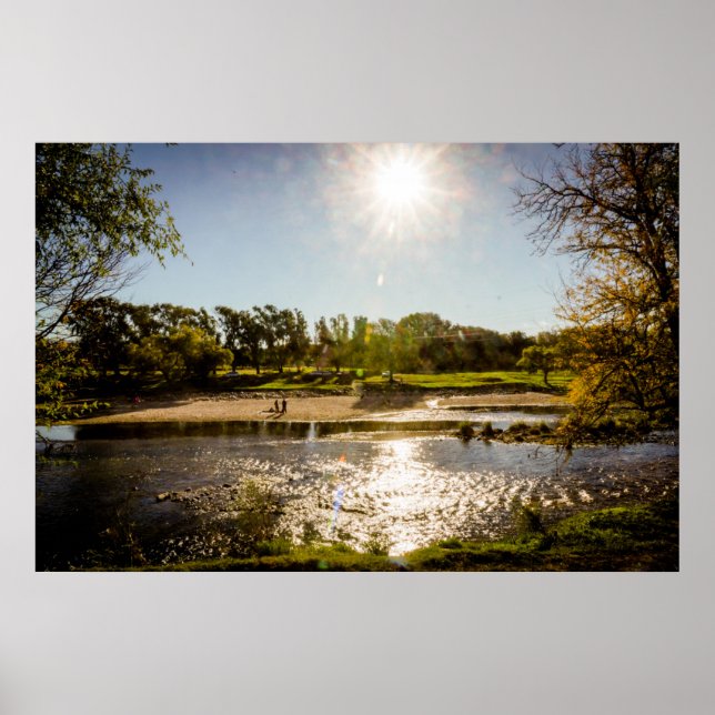 Overview Of The Banks Of A River With Clear Sky Poster (Front)
