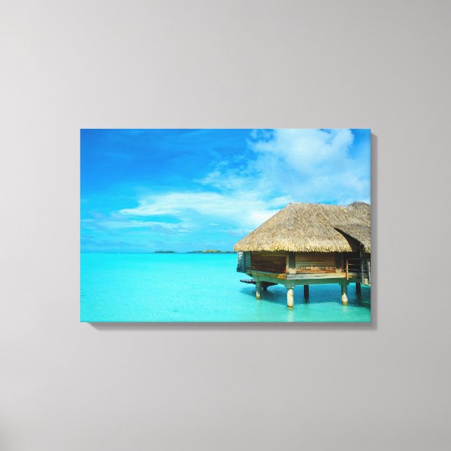 Overwater bungalow on Bora Bora canvas print (Front)