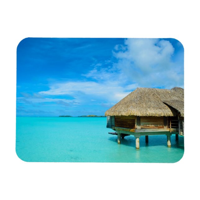 Overwater bungalow on Bora Bora rectangular magnet (Horizontal)