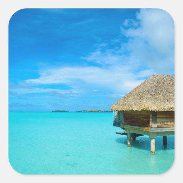Overwater bungalow on Bora Bora sticker (Front)