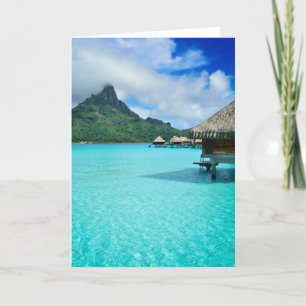 Overwater bungows, Bora Bora Lagoon greeting card