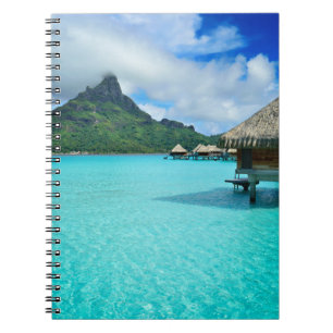 Overwater bungows in Bora Bora lagoon notebook
