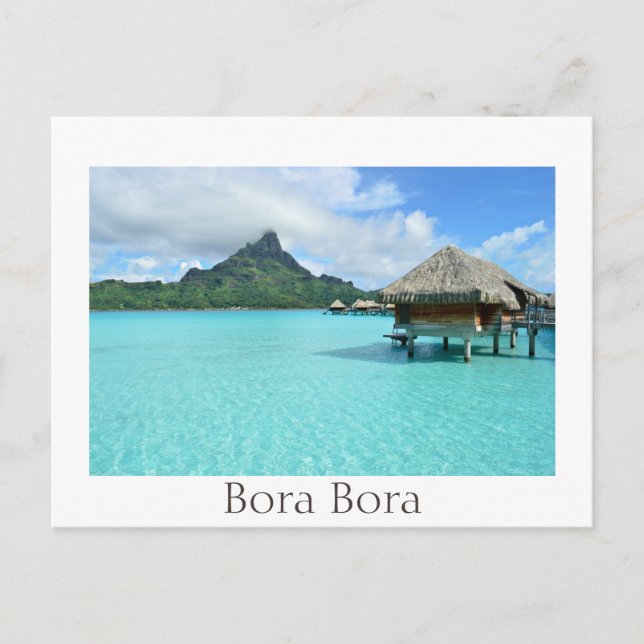 Overwater resort and lagoon on Bora Bora Postcard (Front)