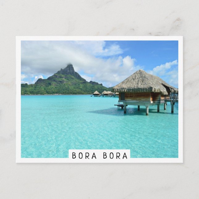 Overwater resort in Bora Bora lagoon Postcard (Front)