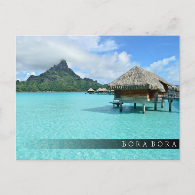 Overwater resort on Bora Bora bar postcard (Front)