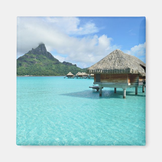 Overwater resort on Bora Bora magnet (Front)