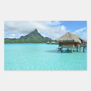 Overwater resort on Bora Bora Rectangular Sticker