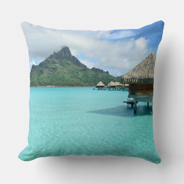 Overwater resort on Bora Bora throw pillow (Front)