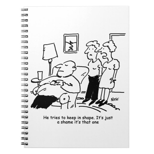 Overweight Unfit Obese Man Tries to Keep Fit Funny Notebook (Front)