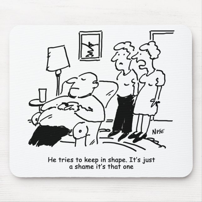 Overweight Unfit Obese Man Tries to Keep in Shape Mouse Mat (Front)
