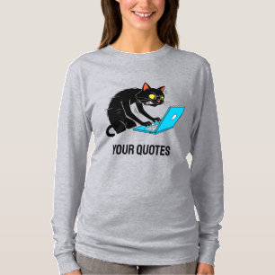 Overworked Cat Typing on Laptop T-Shirt