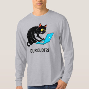 Overworked Cat Typing on Laptop T-Shirt