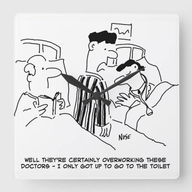 Overworked Doctors Square Wall Clock (Front)