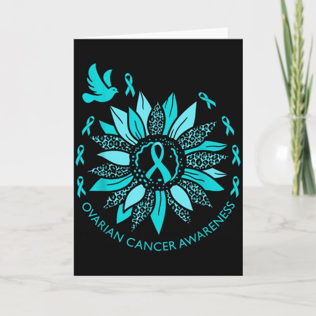 Ovian Cancer Awareness Teal Ribbon Suprt Squad Wom Card (Front)