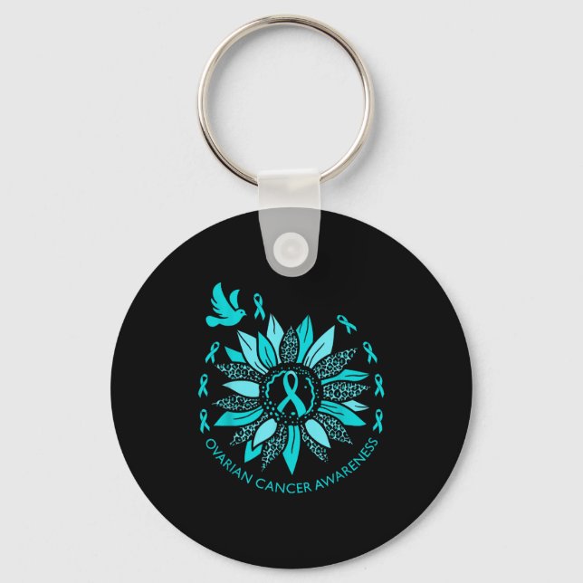 Ovian Cancer Awareness Teal Ribbon Suprt Squad Wom Key Ring (Front)
